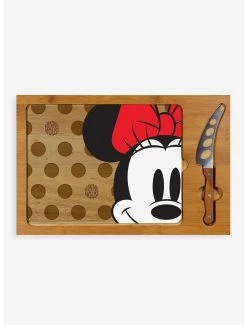 Kitchen Disney Minnie Mouse Icon Glass Top Serving Tray & Knife Set