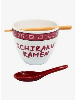 Kitchen Naruto Shippuden Ichiraku Ramen Bowl With Chopsticks And Spoon