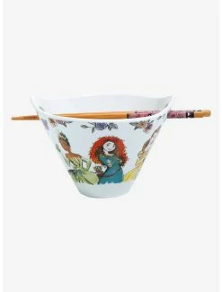 Kitchen Disney Princess Floral Group Portrait Ramen Bowl With Chopsticks