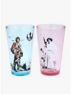 Kitchen Star Wars Luke Skywalker & Princess Leia Pint Glass Set