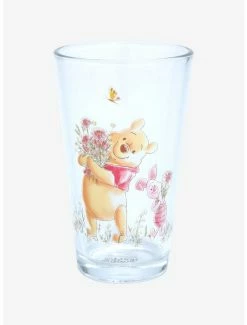 Kitchen Disney Winnie The Pooh & Piglet Spring Flowers Pint Glass - BoxLunch Exclusive