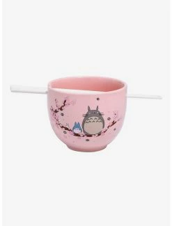 Kitchen Our Universe Studio Ghibli My Neighbor Totoro Cherry Blossoms Ramen Bowl With Chopsticks - BoxLunch Exclusive