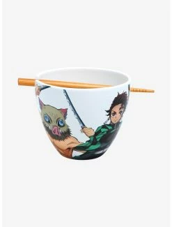 Kitchen Demon Slayer: Kimetsu No Yaiba Group Portrait Ramen Bowl With Chopsticks