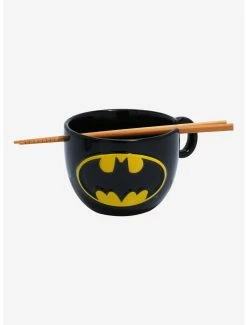 Kitchen DC Comics Batman Bat Logo Ramen Bowl With Chopsticks