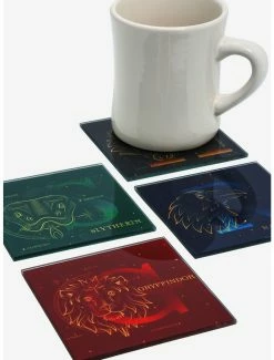 Kitchen Harry Potter Hogwarts House Constellations Glass Coaster Set