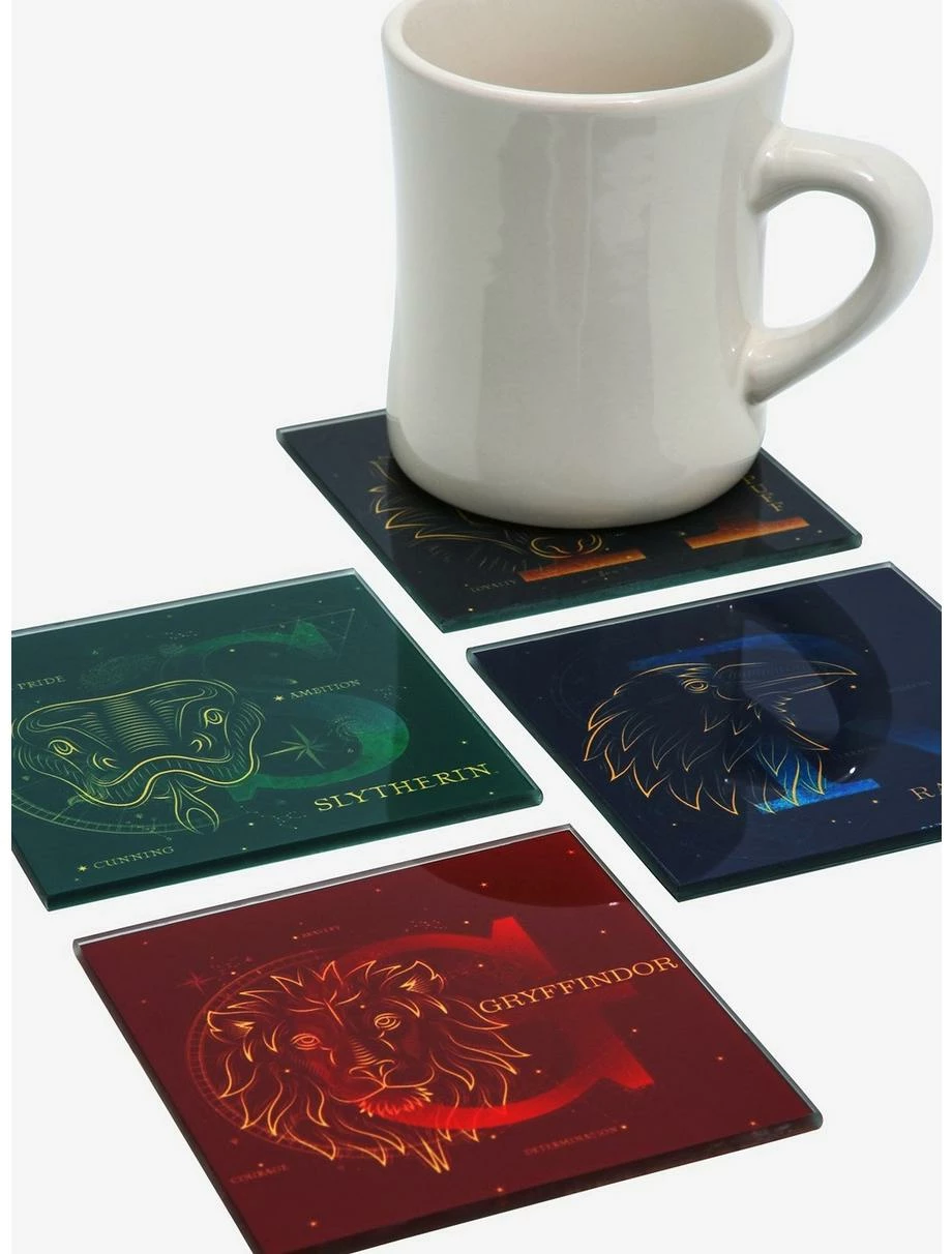 Kitchen Harry Potter Hogwarts House Constellations Glass Coaster Set